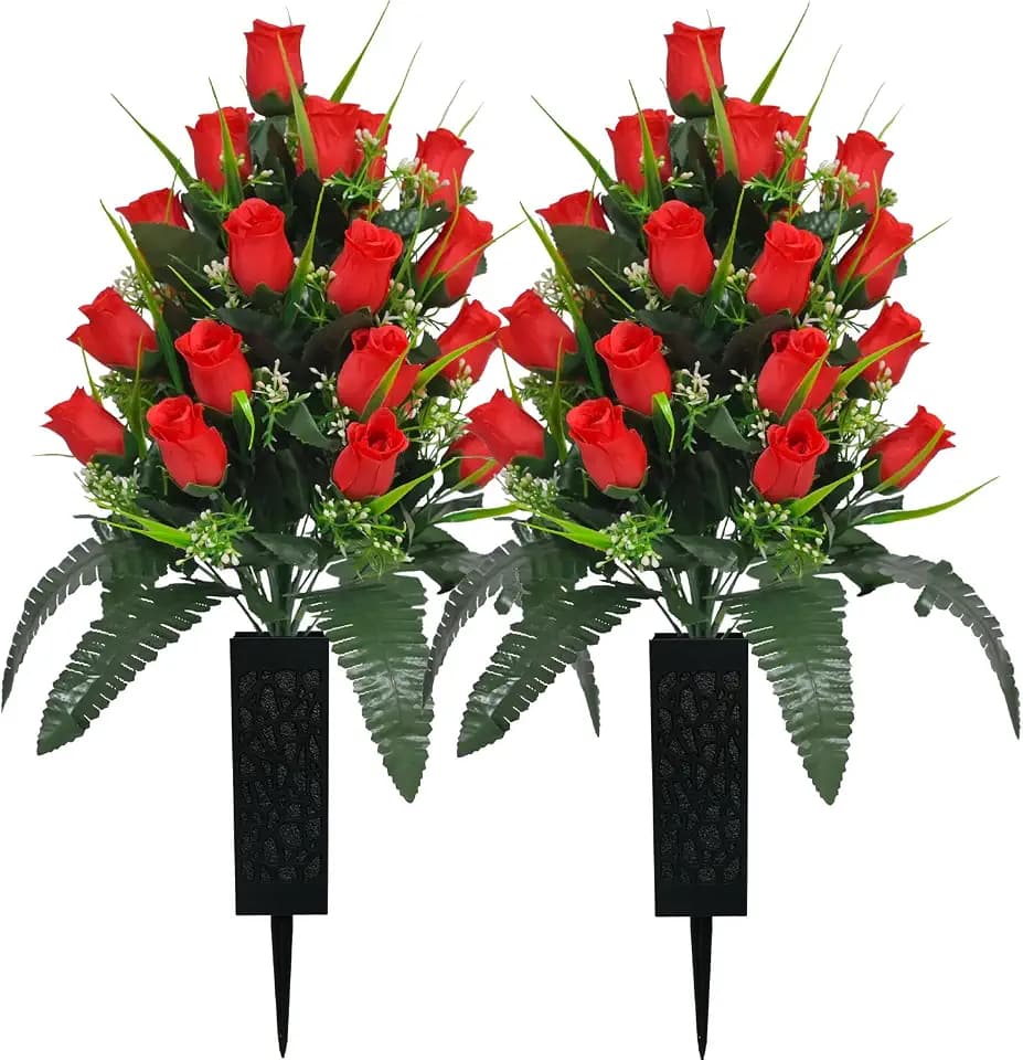 2 Sets Fall Artificial Cemetery Flowers for Grave
