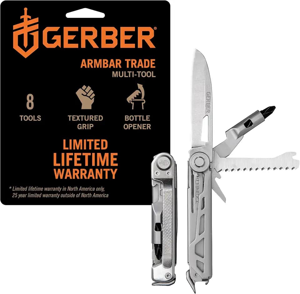 Gerber Armbar Trade EDC Pocket Knife Multitool with Bottle Opener, Silver
