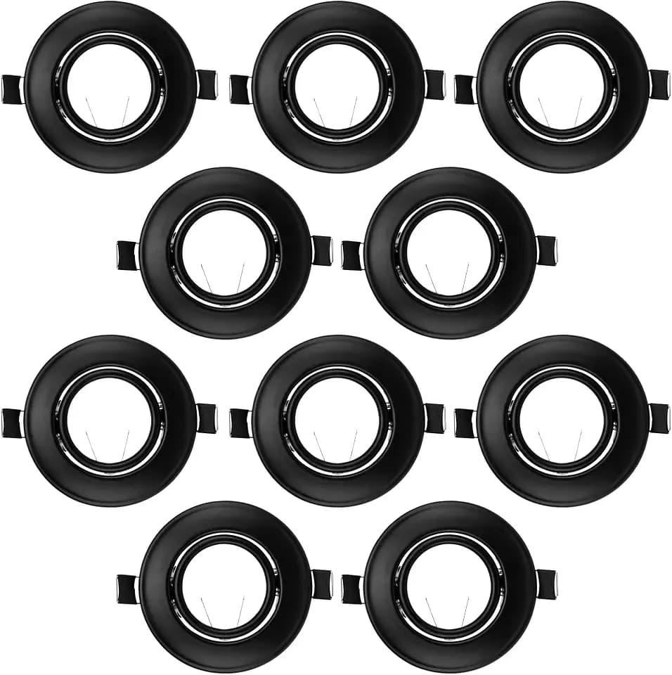 Swivel Spot Light Fixture Halogen LED MR16 Flush Mounting Bracket Bulb Holder MR16 Bathroom Under Cabinet Counter Housing Recessed Lighting GU5.3 Socket Wiring Dimmable (Matte Black) Pack of 10