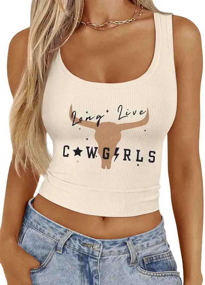 Cowgirl Shirt Women Country Concert Crop Top Western Cowboy Tank