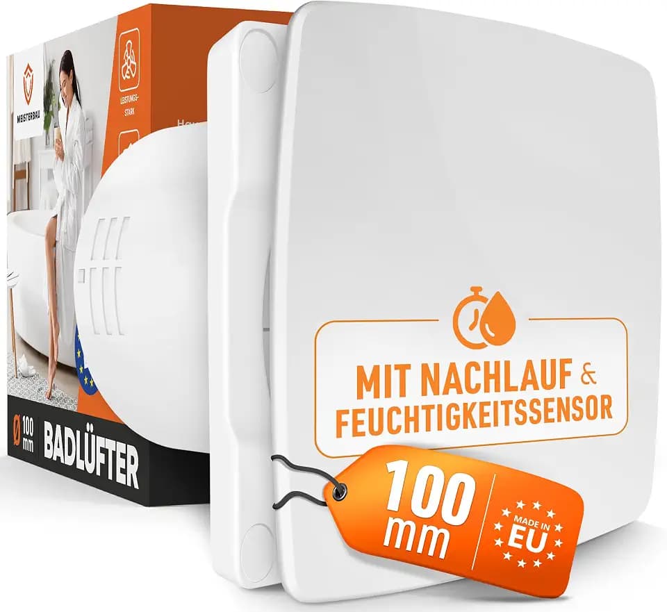 MEISTERBAU Badlüfter mit Feuchtigkeitssensor, Abluftventilator 100mm leise