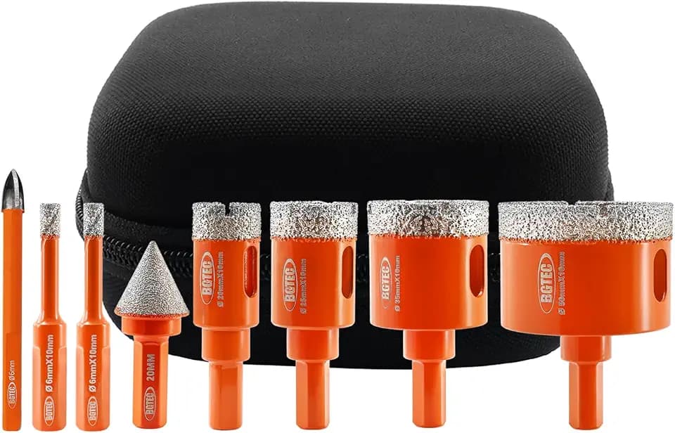 BGTEC Porcelain Tile Drill Bits 7PCS Diamond Hole Saw Kit