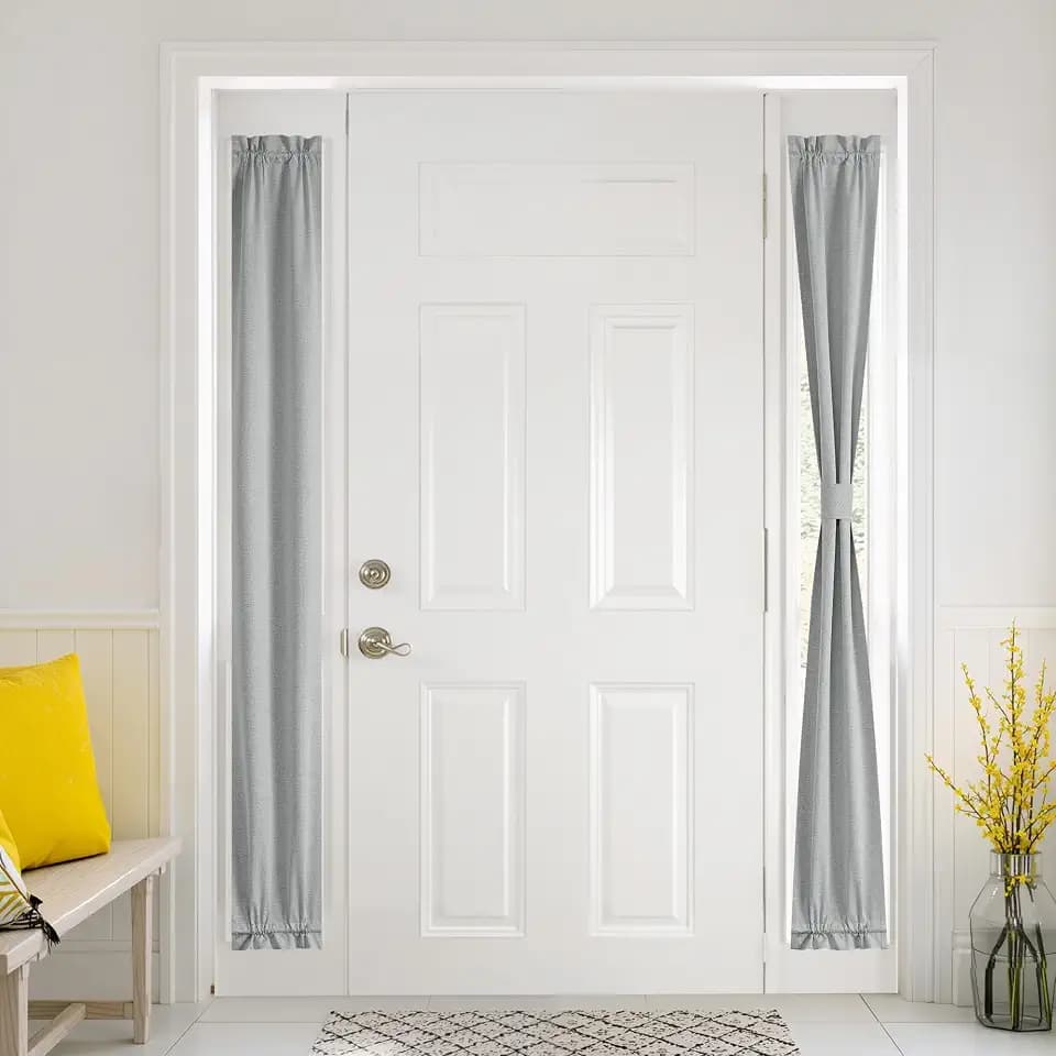 NICETOWN Dove Grey 100% Blackout Linen French Door Sidelight Curtains