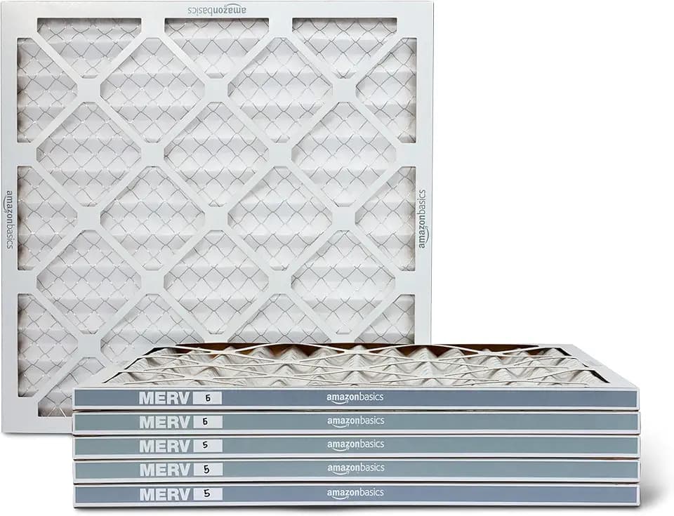 Amazon Basics MERV 5 AC Furnace Air Filter, 20x20x1 inches, 6-Pack (Actual size: 19.75" x 19.75" x 0.75")