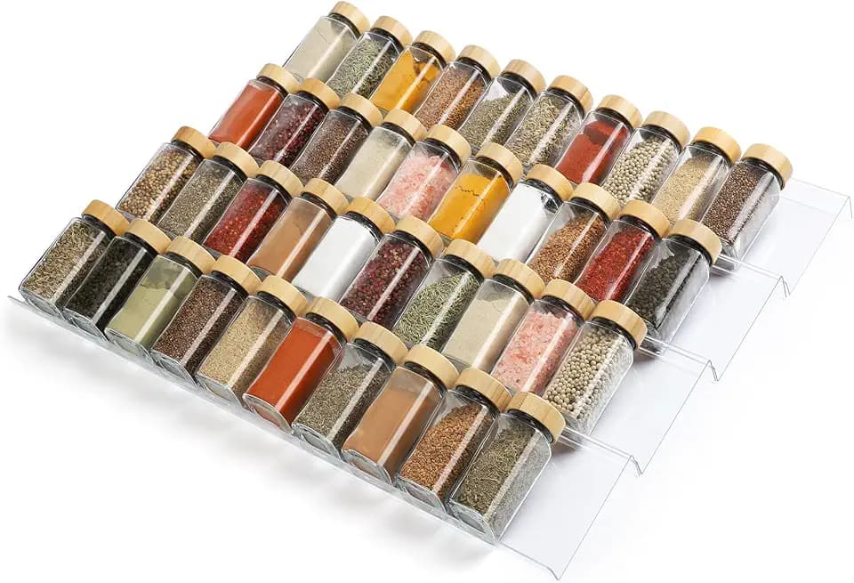Spice Drawer Organizer 4 Tier, Acrylic Seasoning Organizer Rack, Large