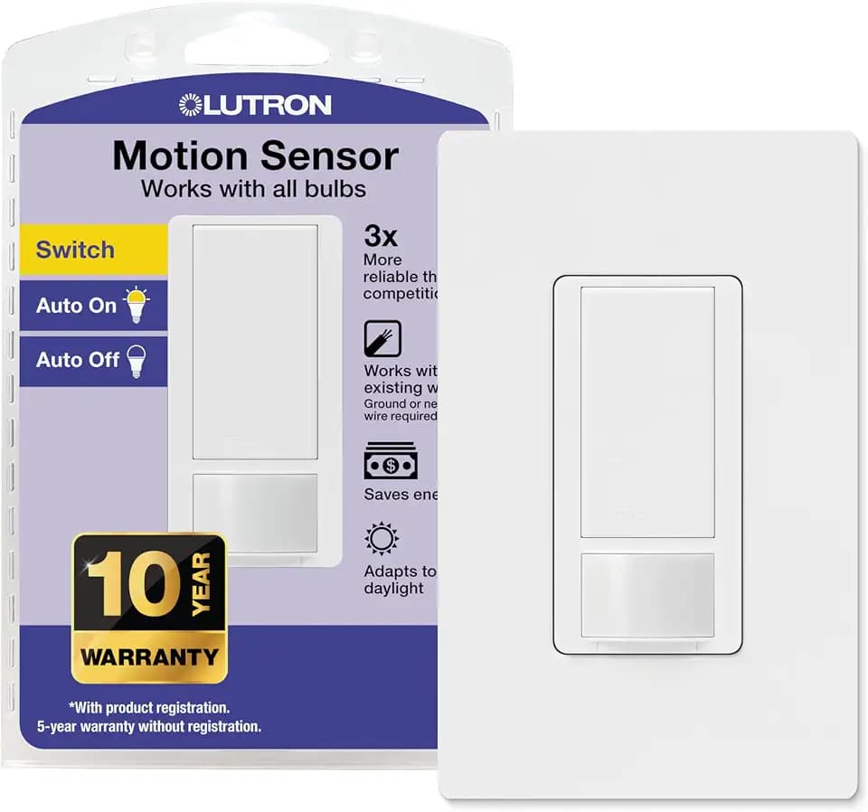 Lutron Motion Sensor Switch & Wallplate, 2 Amp Single Pole, for Any Bulb