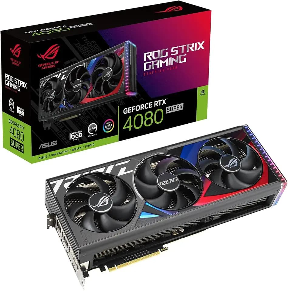 ASUS ROG Strix GeForce RTX 4080 SUPER 16GB GDDR6X Gaming Grafikkarte (Nvidia GeForce RTX4080 DLSS 3, PCIe 4.0, 2X HDMI 2.1a, 3X DisplayPort 1.4a, ROG-STRIX-RTX4080S-16G)