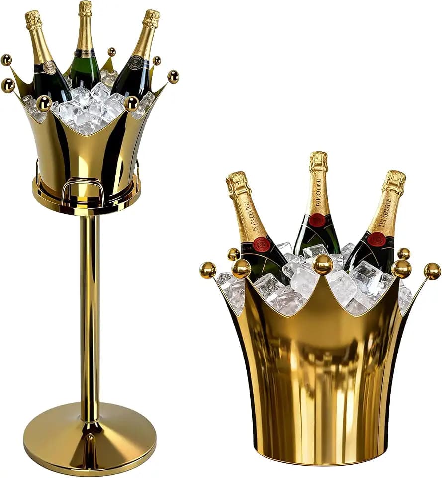 Crown Ice Champagne Bucket with Stand, Large Standing Ice Buckets