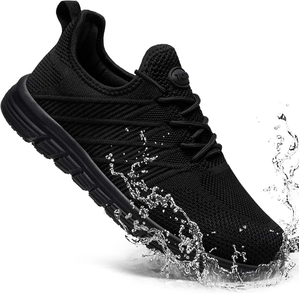 Non Slip Work Shoes for Women Slip On Sneakers, Black US 5-11