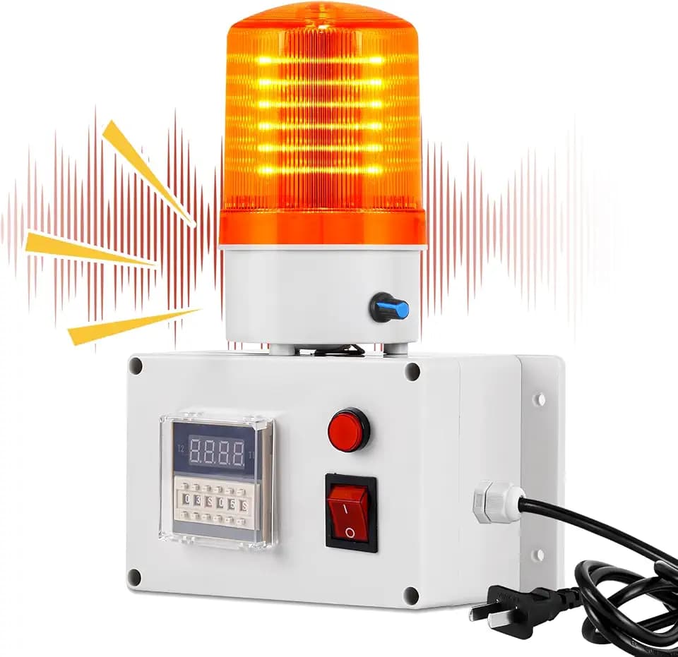 Industrial Cycle Timing Siren Alarm 0-110dB Timed Alarm with Flashing Light (AC110V)