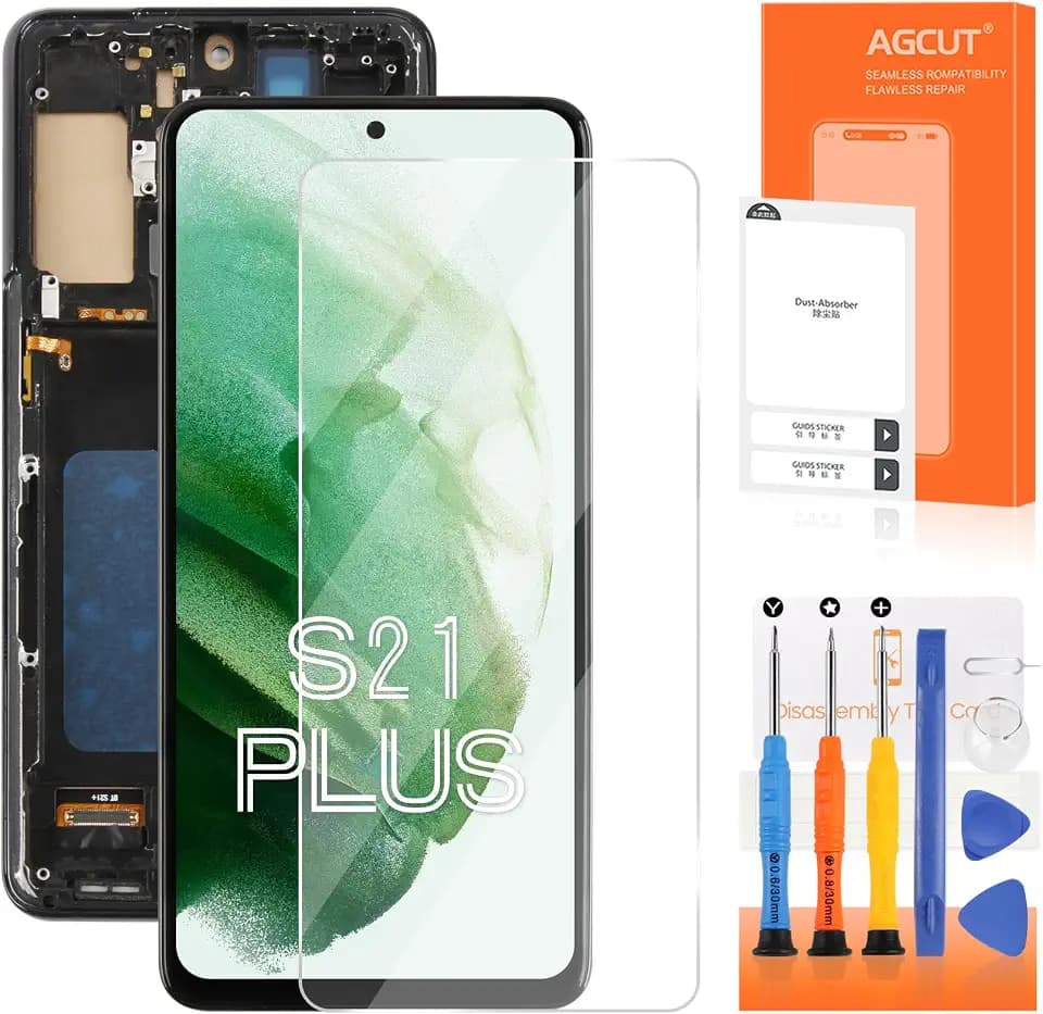 TFT for Samsung Galaxy S21 Plus Screen Replacement S21 Plus 5G LCD Display SM-G996W SM-G996U LCD Digitizer Screen Touch Assembly Black with Frame(Original Size,No Fingerprint)