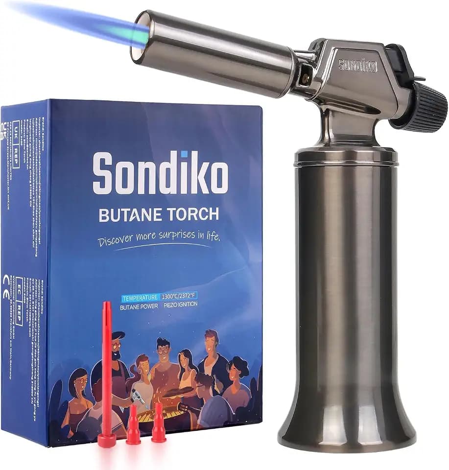 Sondiko Butane Torch, Premium Metal Big Flame Torch for Cooking and Crafts