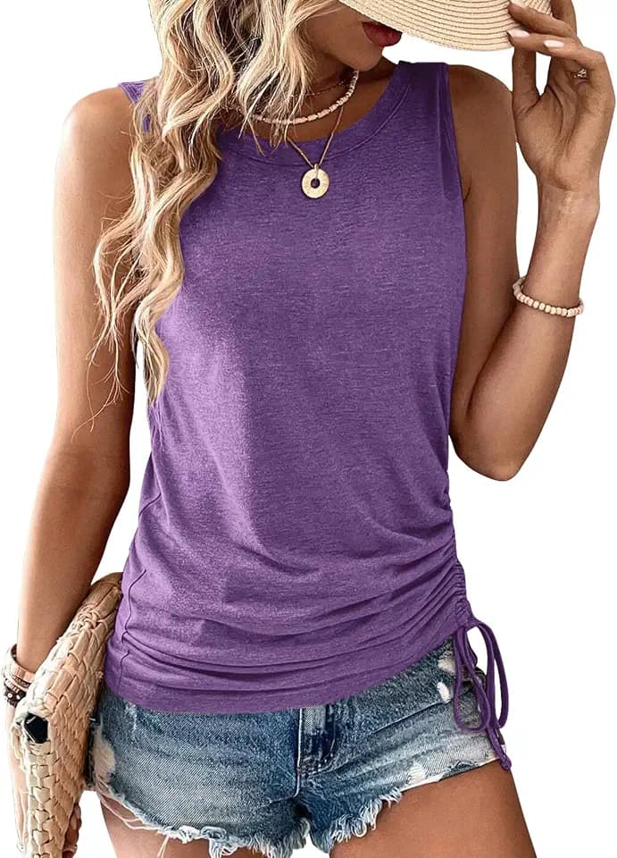 Gihgoew Womens Tank Summer Tank for 2026 Crew Neck Sleeveless Womens Summer Tank