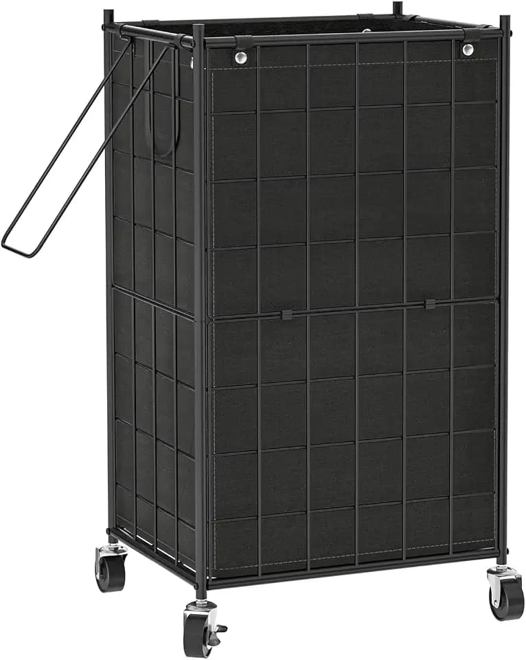 WOWLIVE Rolling Laundry Basket, Metal Wire Frame Laundry Hamper with Wheels