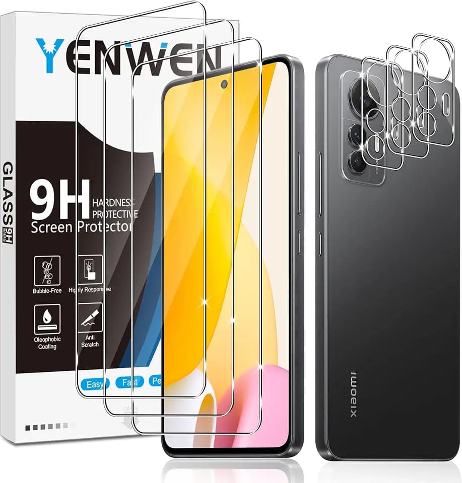 Schutzfolie für Xiaomi Mi 12 Lite 5G für Panzerglas, 3 Stück Panzer Schutz Glas mit 3 Stück Kameraschutz, 9H Härte Schutzglas Anti- Kratzer Handy Folie HD Klar Displayschutz