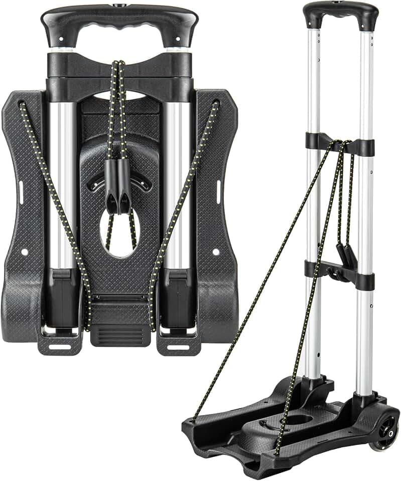 Vsaikeo Small Folding Hand Truck Dolly with 2 Wheels, Foldable Luggage Cart