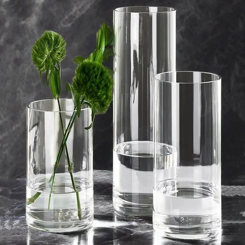Liotww Clear Acrylic Cylinder Flower Vase of 3 for Centerpiece Home Decor