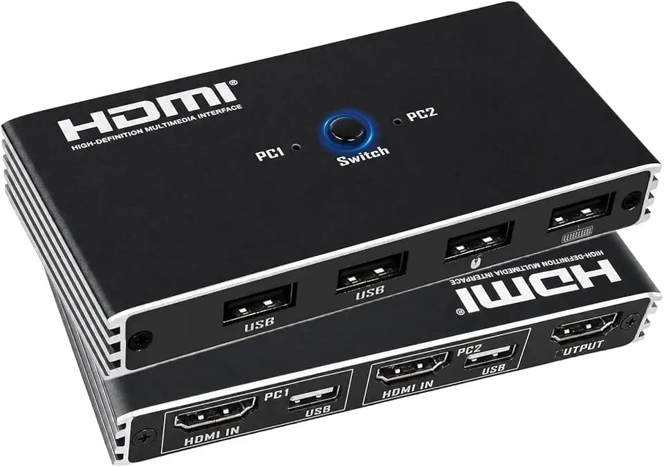 HDMI KVM Switch 2 PC 1 Monitor 4K 60Hz KVM-Schalter USB-A für Win/Mac/Linux
