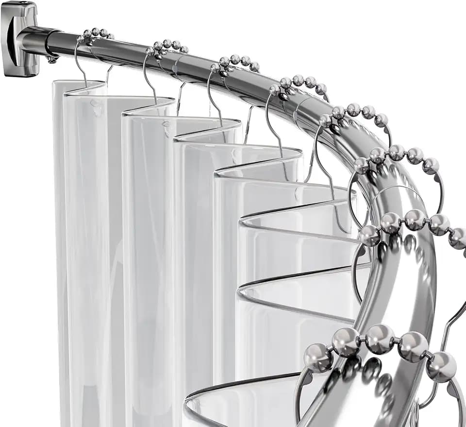 AmazerBath 20-84 Inches Arched Curved Shower Curtain Rod, Heavy Duty Shower Rod Rust Proof Bathroom Curtain Rod, Adjustable Telescoping Design Easy Segmented Installation, Need to Drill, Chrome