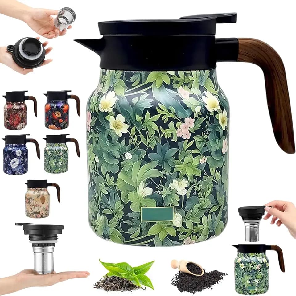 Vintage Floral Pattern Teapot, Tea Pot with Infusers for Loose Tea
