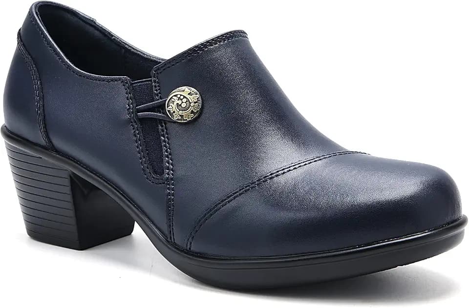 UZB Women's Dress Shoes Block Heel Loafers Pumps