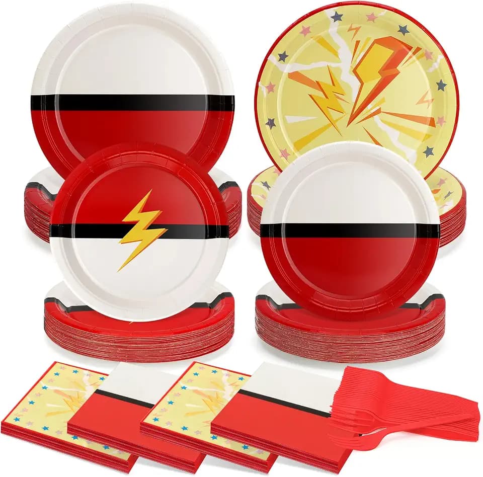 200Pcs Cartoon Animation Birthday Party Plates&Napkins Supplies Serve 50