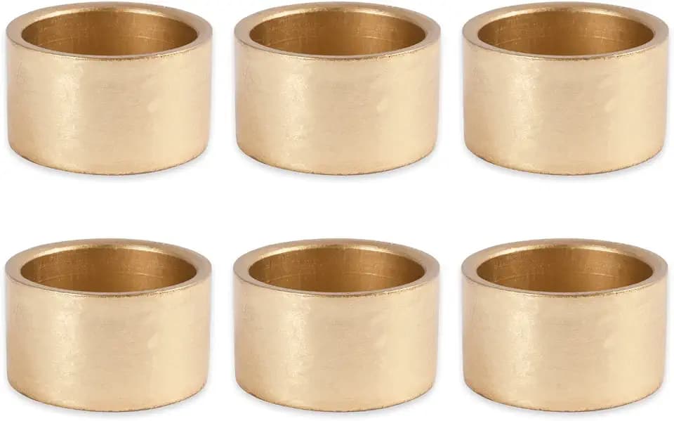 DII Painted Acrylic Decorative Napkin Ring, Gold, 1.8" Diameter, 6 Count