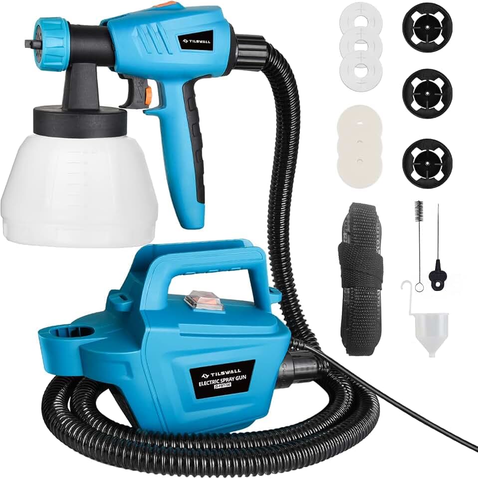 Tilswall Paint Sprayer, 800W HVLP Electric Spray Paint Gun (Blue)