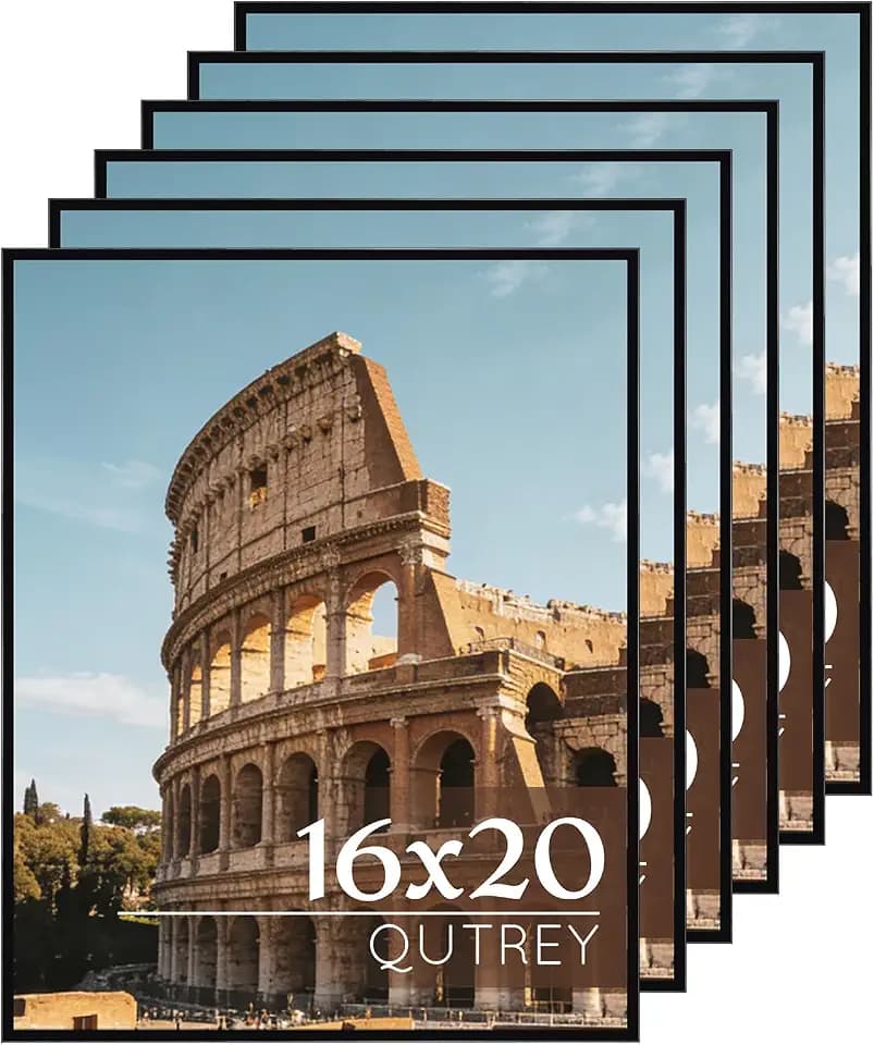 QUTREY 16x20 Poster Frame 6 Packs, Easy Slide-In Assembly, Black