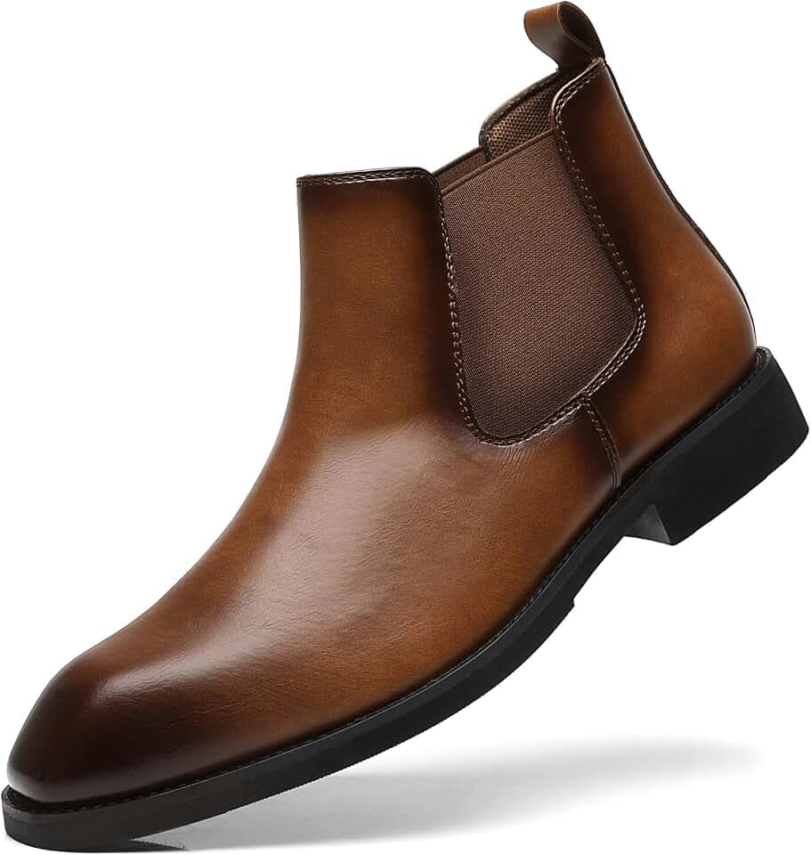 SANNAX Men's Chelsea Boots Classic Business Leather Shoes Casual Dress Ankle Boot
