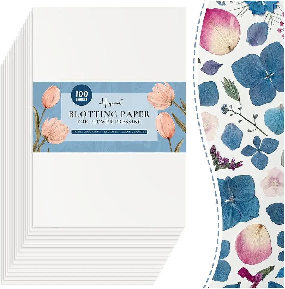 Happinit 100 A4 Size Blotting Papers for Herbarium Craft, Large Blotter Paper for Herbarium & Flower Press, Working with Pressing Kit for Adults (100)