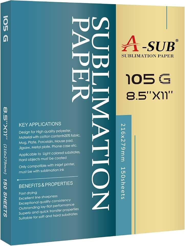 A-SUB Sublimation Paper 8.5x11 Inch, 105gsm, 150 Sheets