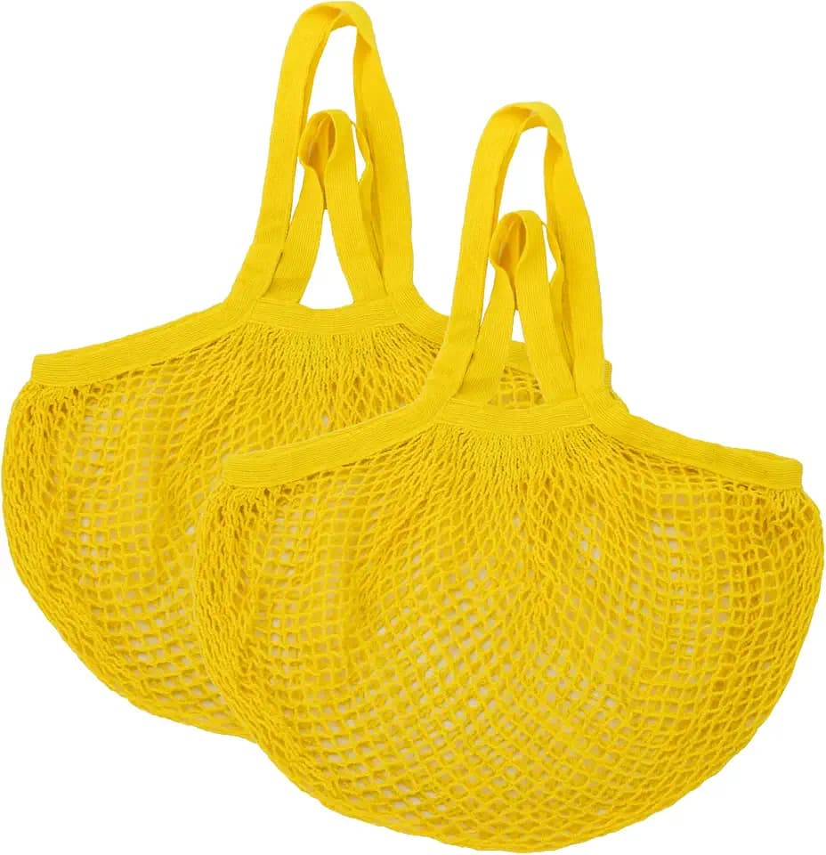 Simple Ecology Organic Cotton Heavy Duty Double Handle String Bag; Yellow 2 Pack