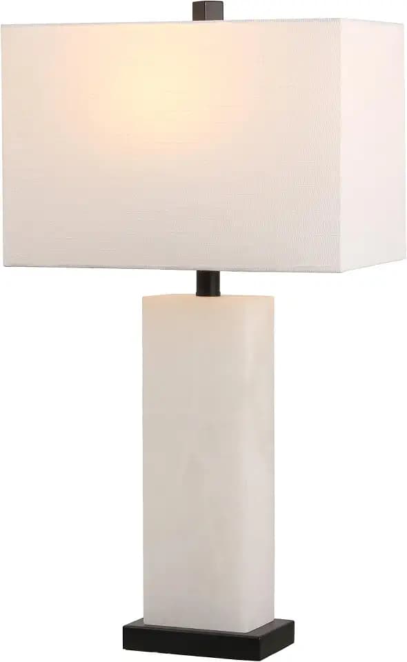 JONATHAN Y Tiggie 27" Alabaster Table Lamp, White Alabaster/Black