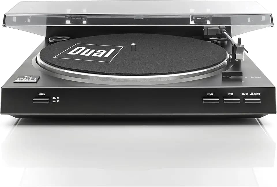 Dual DT 210-1 USB-Plattenspieler, 2 Geschwindigkeiten, Magnet-Tonabnehmer-System, Riemenantrieb, USB-Anschluss für Digitalisierung, Schwarz