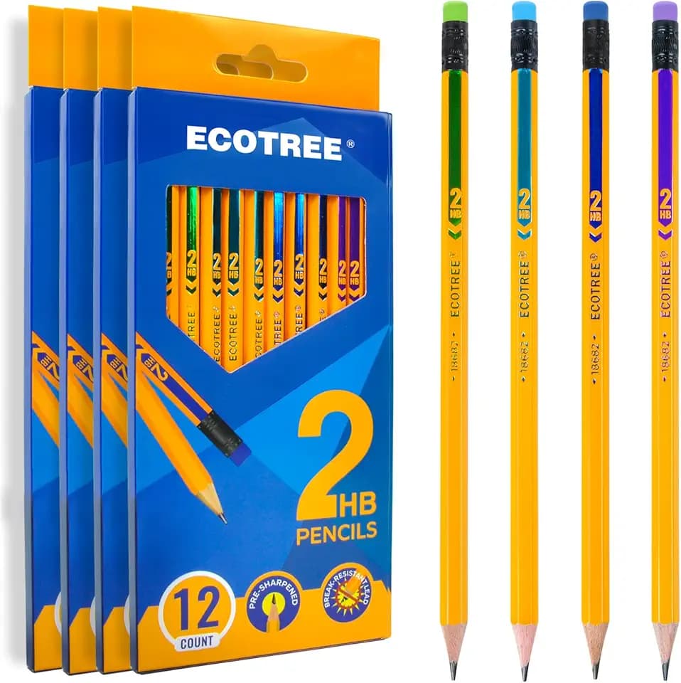ECOTREE Pre-Sharpened #2 HB Pencils Bulk, School Supplies, 48 Count