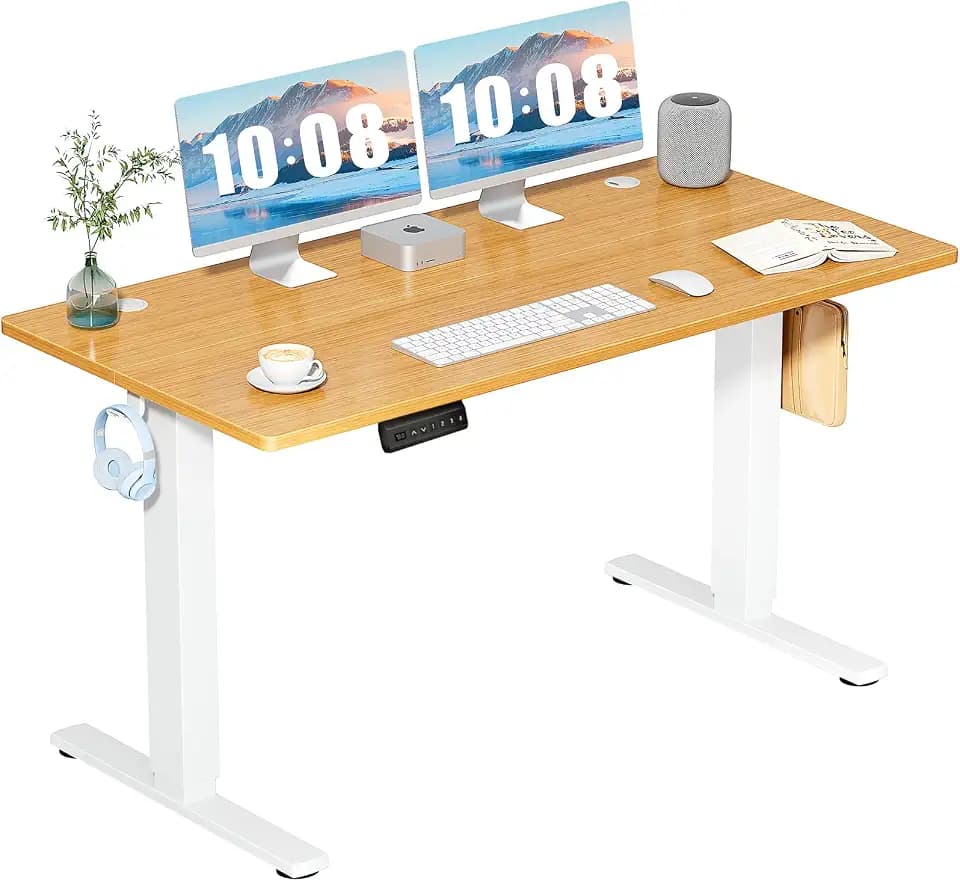 DUMOS 55 Inch Electric Standing Desk, Memory Adjustable Home Office Desk