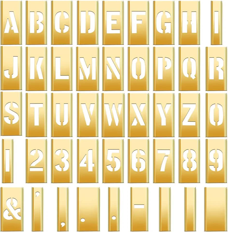 Pelopy 45 Pcs 1 Inch Brass Stencils Letters and Numbers Stencils Set