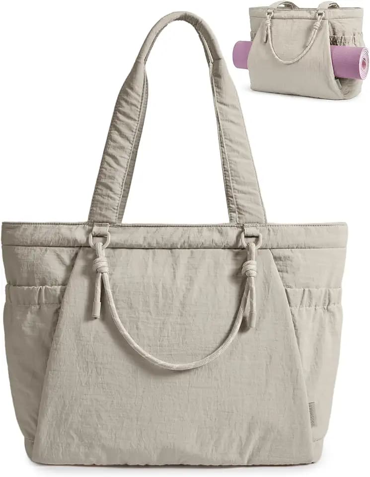 BAGSMART Yoga Pilates Tote Bag for Women with Handles, Overnight Gym Bag