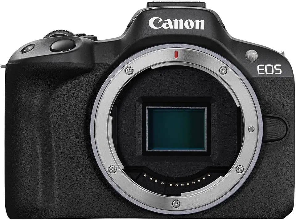 Canon EOS R50 Systemkamera - Spiegellose Kamera (Digitalkamera mit Autofokus + Motiverkennung für Personen Augen Tiere Fahrzeuge, 4K Video, 15 Bilder pro Sekunde, WiFi, schwenkbares Touch-Display)