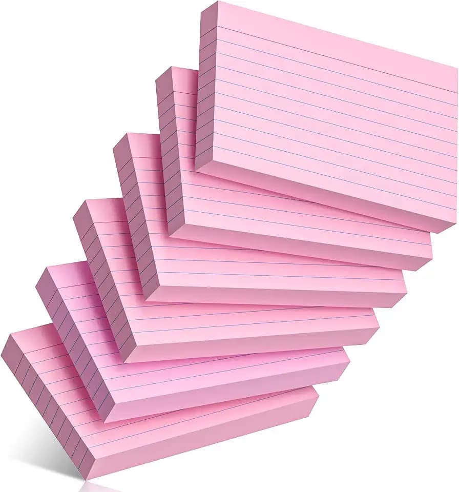 300 Count Index Cards 3 x 5 Inch Ruled Pink Index Cards, Flash Cards College Ruled for Office School Supplies and Home Organization, Durable Study To Do List Note Cards with Ruled Lines