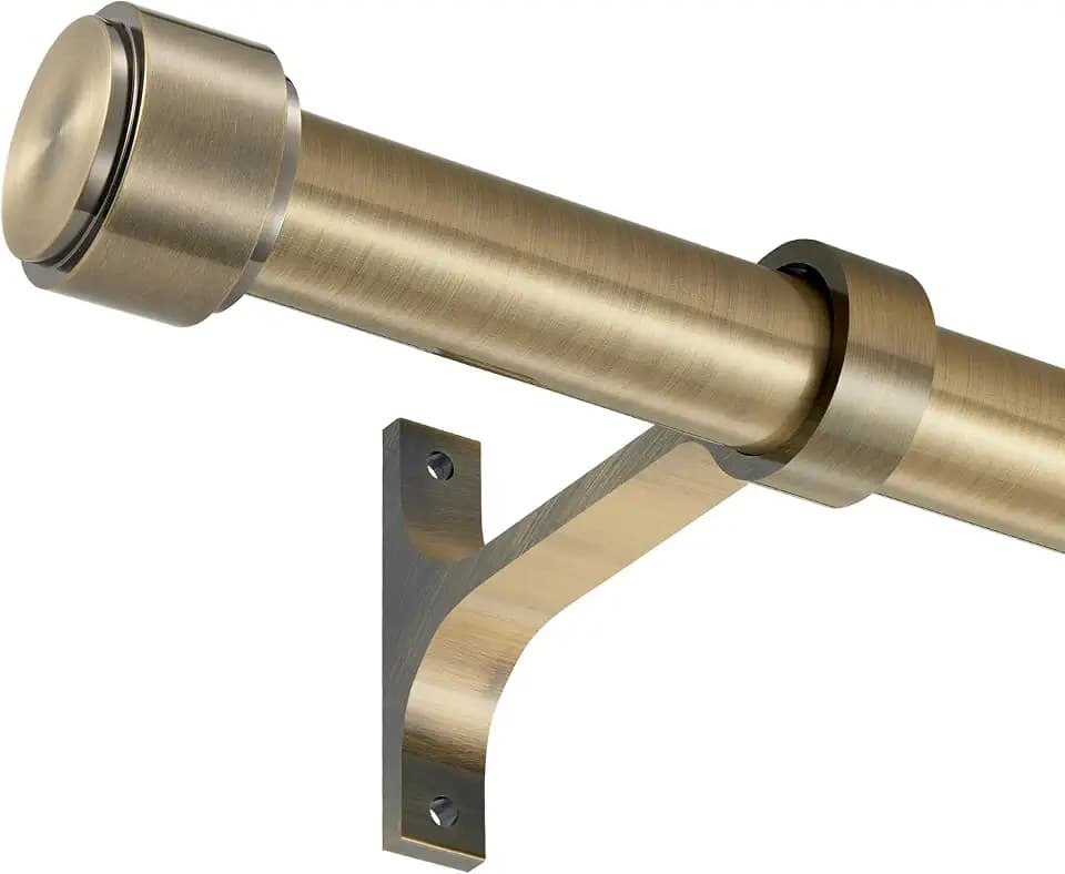 Antique Bronze Curtain Rods, 48-86" Adjustable, 1-Inch, Aluminum, Ceiling/Wall Mounted