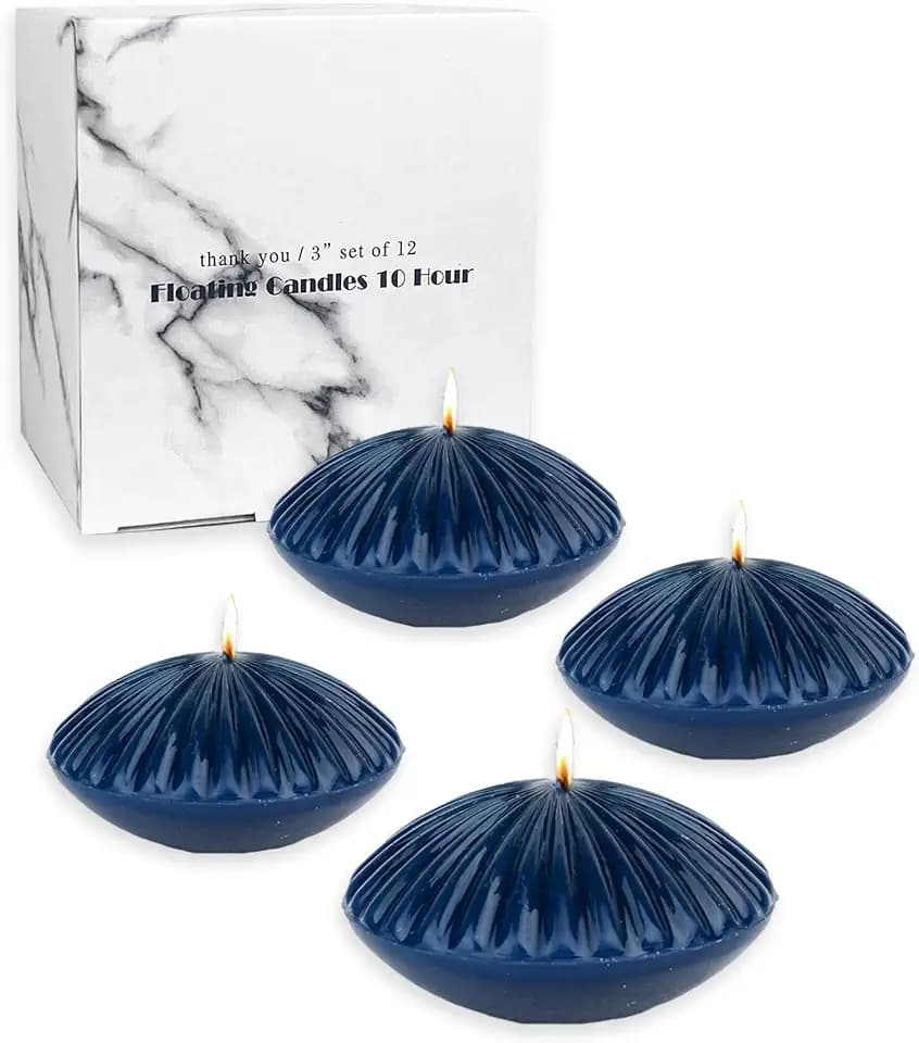 12 Pack Navy Floating Candles 3 Inch,Unscented Classic for Weddings,Parties,Special Occasions and Home Decorations,Set of 12