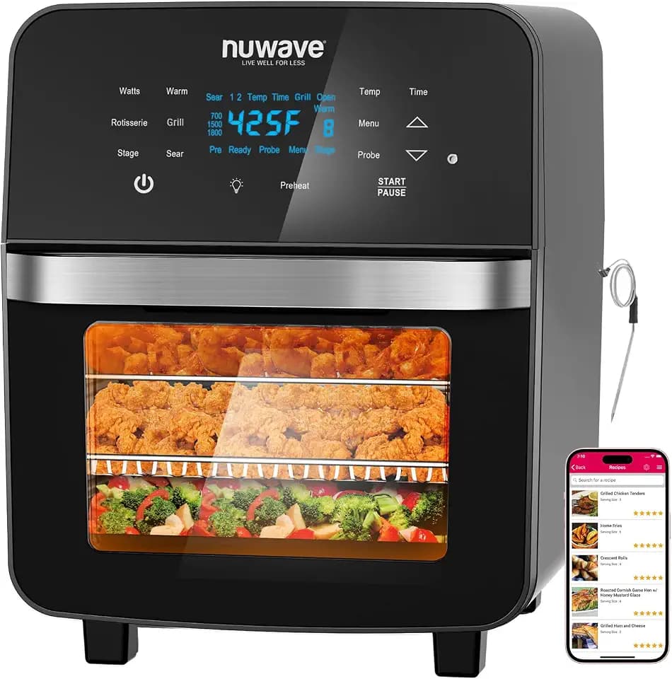 Nuwave Brio 15.5Qt Air Fryer Oven with Plug-In Grill, XL Family Size