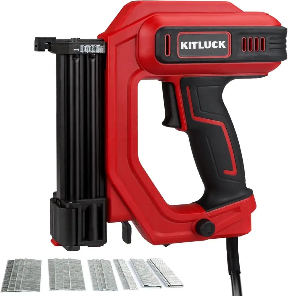 KITLUCK Brad Nailer, 2-in-1 120V Electric Staple Gun/Nail Gun with 1400pcs 18 Gauge Straight Nails and 400pcs Narrow Crown Staples for Woodworking, DIY Projects, Carpentry and Light Upholstery