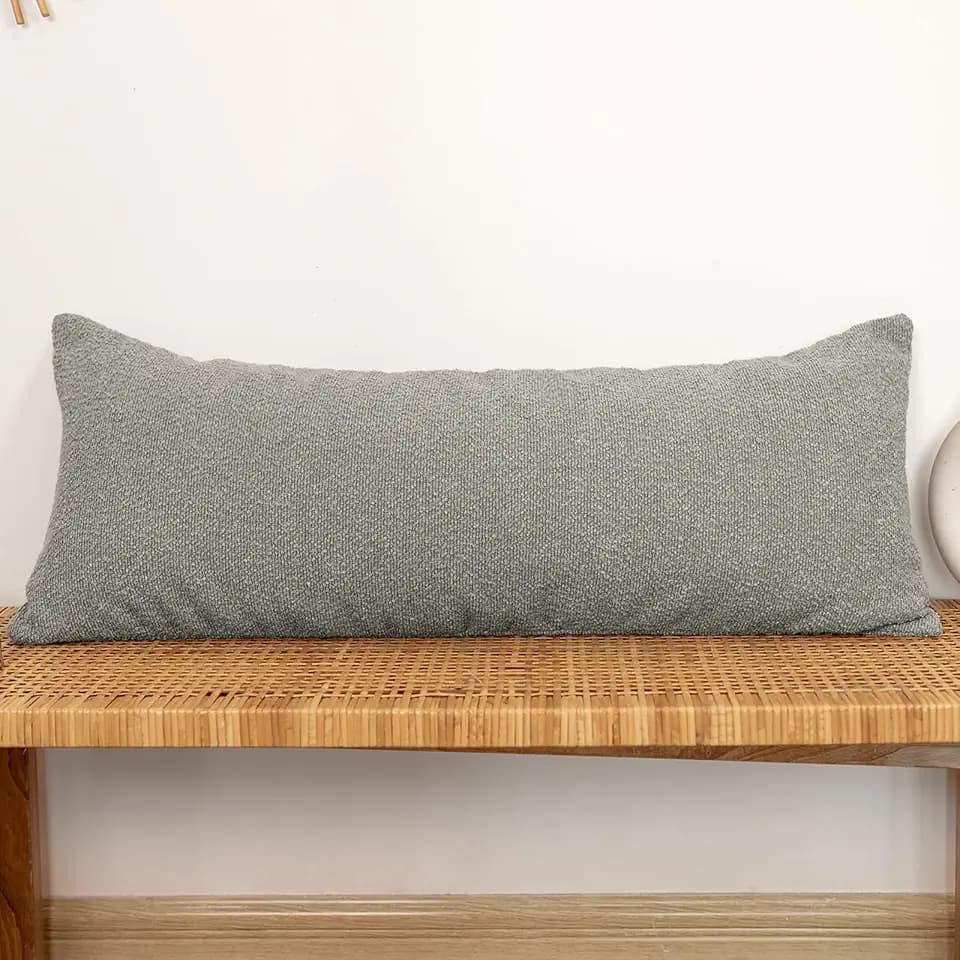 JoraLion Boucle Lumbar Pillow Cover 14x36 inch Light Gray
