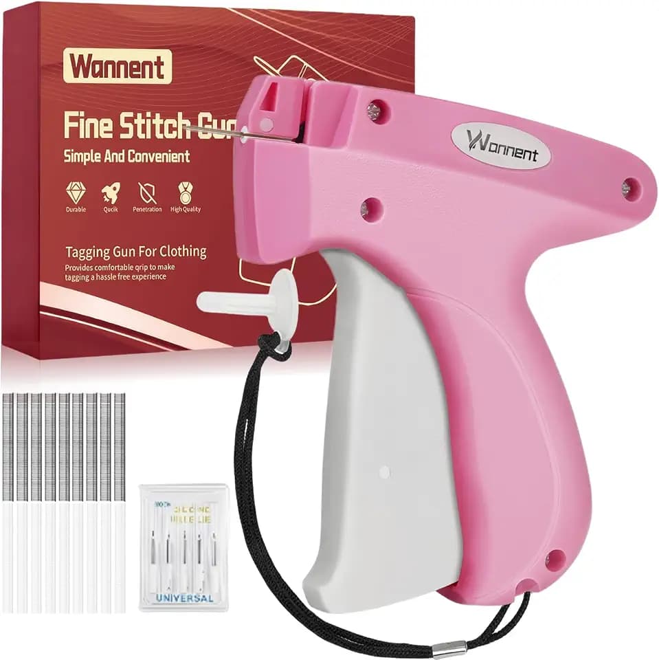 Stitch Gun for Clothes Stitchy Tagging Gun for Clothing Stitchy Quick Clothing Fixer -Includes 1,000 Black Fasteners & 1,000 White Fasteners & 6 Needles(HotPink+FloralWhite)