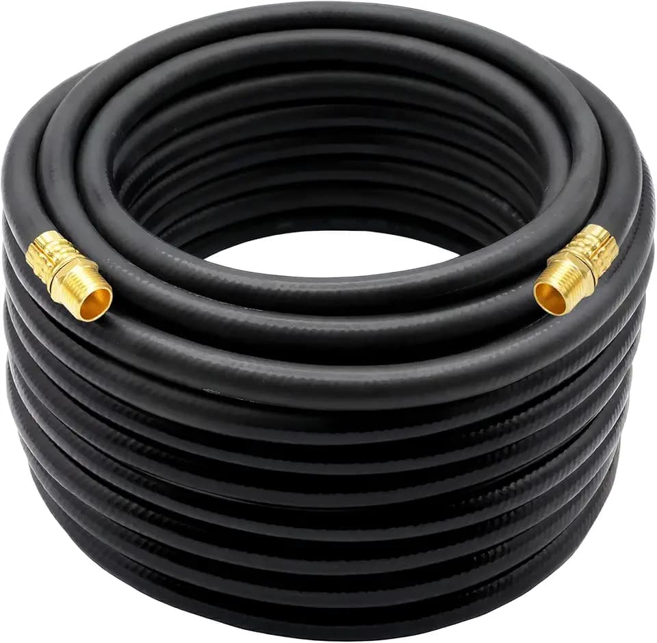 Air Hose 1/2 in x 75 ft, Heavy Duty, Lightweight, Kink Resistant, Hybrid Air Compressor Hose with 1/2-Inch MNPT Brass Fittings, 300 PSI, Black