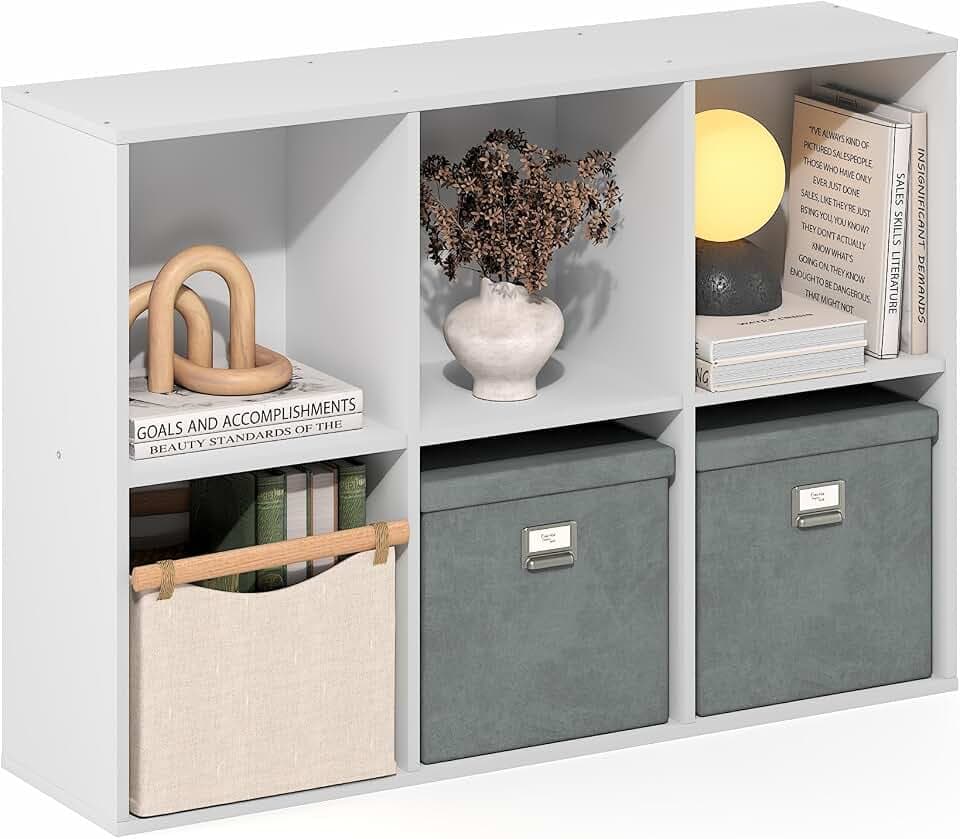 Furinno LUDER 6-Cube Book Shelf, White