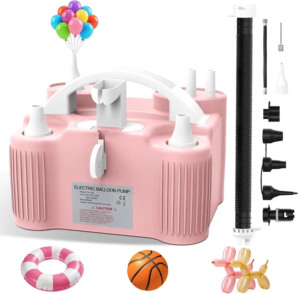 ID IDAODAN 4-in-1 Electric Balloon Pump with Triple Nozzles, Dual Motor Balloon Inflator & Deflator for Latex, Foil & 260Q Balloons